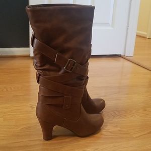 Brown small heel boots